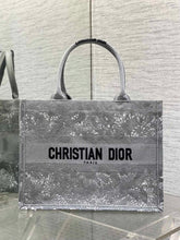 Diour Book Tote - Grey Cannage Raffia/Lace