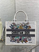 Diour Small Vertical Book Tote - Multicolor Floral Embroidery