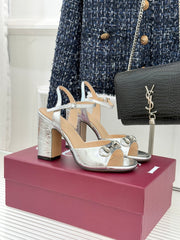 Guci Horsebit Platform Sandal - silver