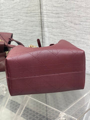 Diour Toujours Bag - Burgundy Flat Macrocannage Calfskin