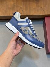Guci Chunky Sneaker with GG Supreme - Nevy Blue Leather