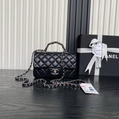 Chanl Coco Handle Bag - Black & Silver Hardware