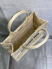 Diour Book Tote - Gold Cannage Raffia/Lace