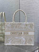 Diour Book Tote - Beige Embroidered Canvas (Medium)