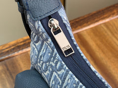 Diour Safari Messenger Bag - Navy Blue Oblique Jacquard