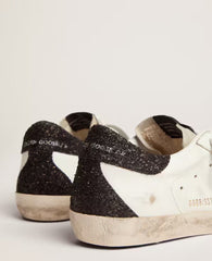 Golden Goose Women's Super-Star with gold star and black glitter heel tab