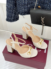 Guci Horsebit Platform Sandal - White