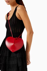 Alaia Lux Calfskin Le Coeur Bag Lacquer Red