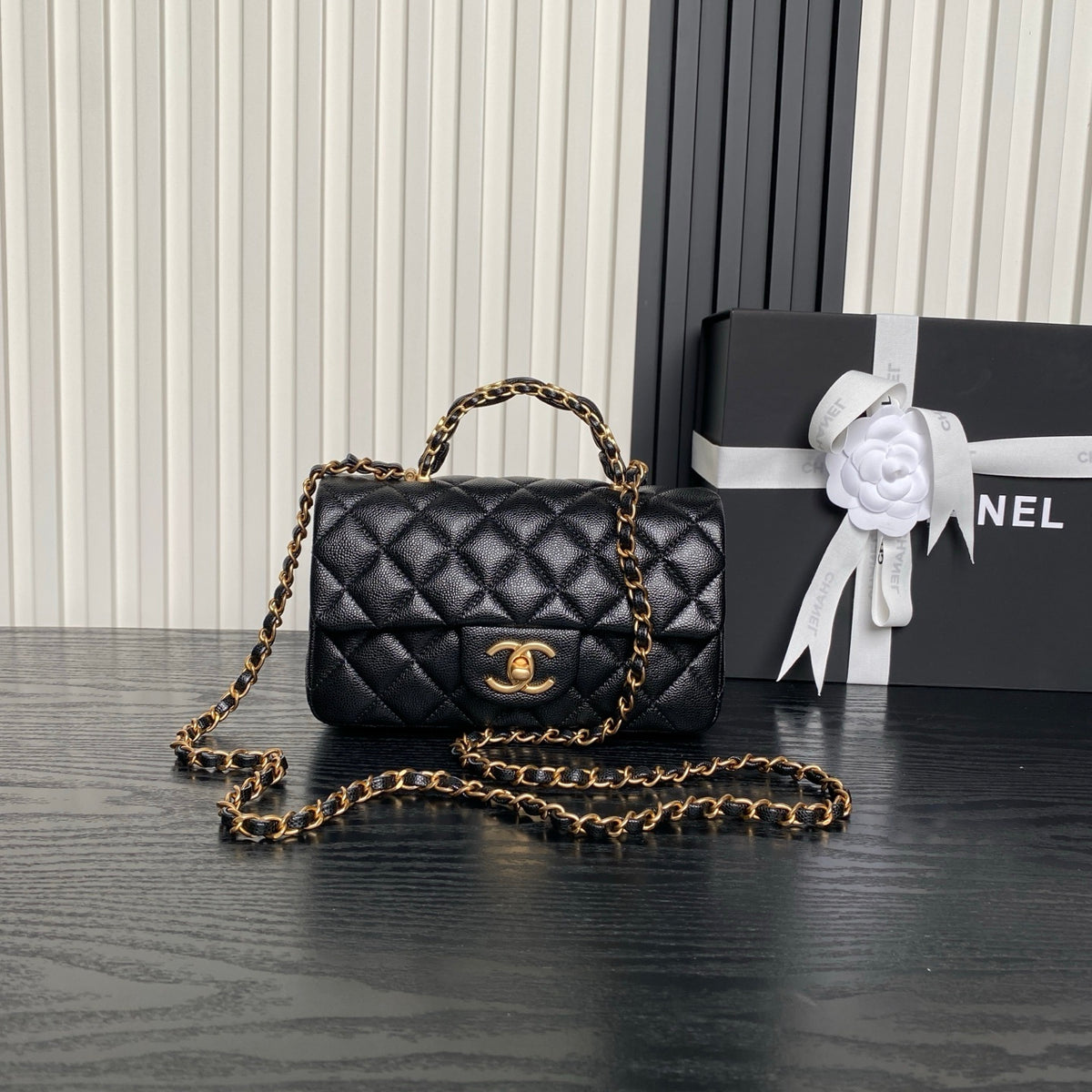 Chanl Coco Handle Bag - Balck & Gold Hardware
