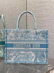 Diour Book Tote - Light Blue Toile de Jouy (Medium)