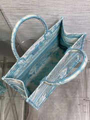 Diour Book Tote - Light Blue Toile de Jouy (Medium)