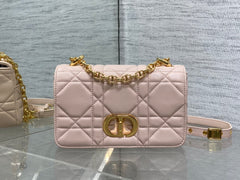 Small Soft Diour Caro Bag - Powder Pink Macrocannage Lambskin