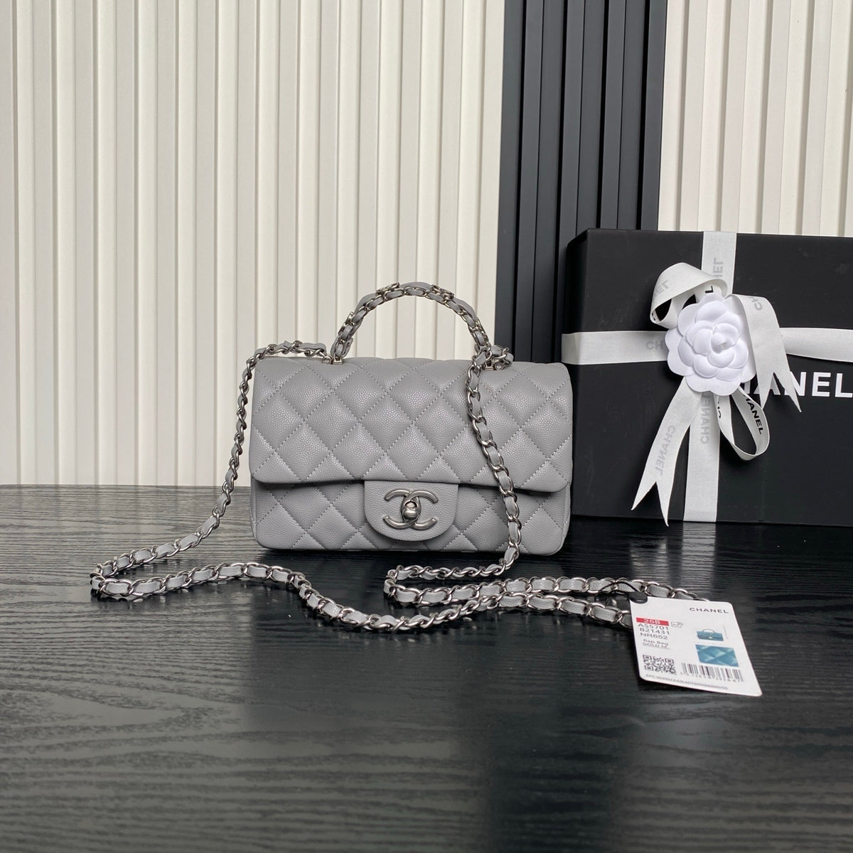Chanel Coco Handle Bag - Grey & Silver Hardware