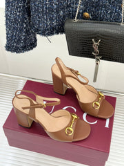 Guci Horsebit Platform Sandal - Brwon