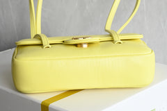 Chanl Preppy Coco Bowling Bag - Yellow & Hardware