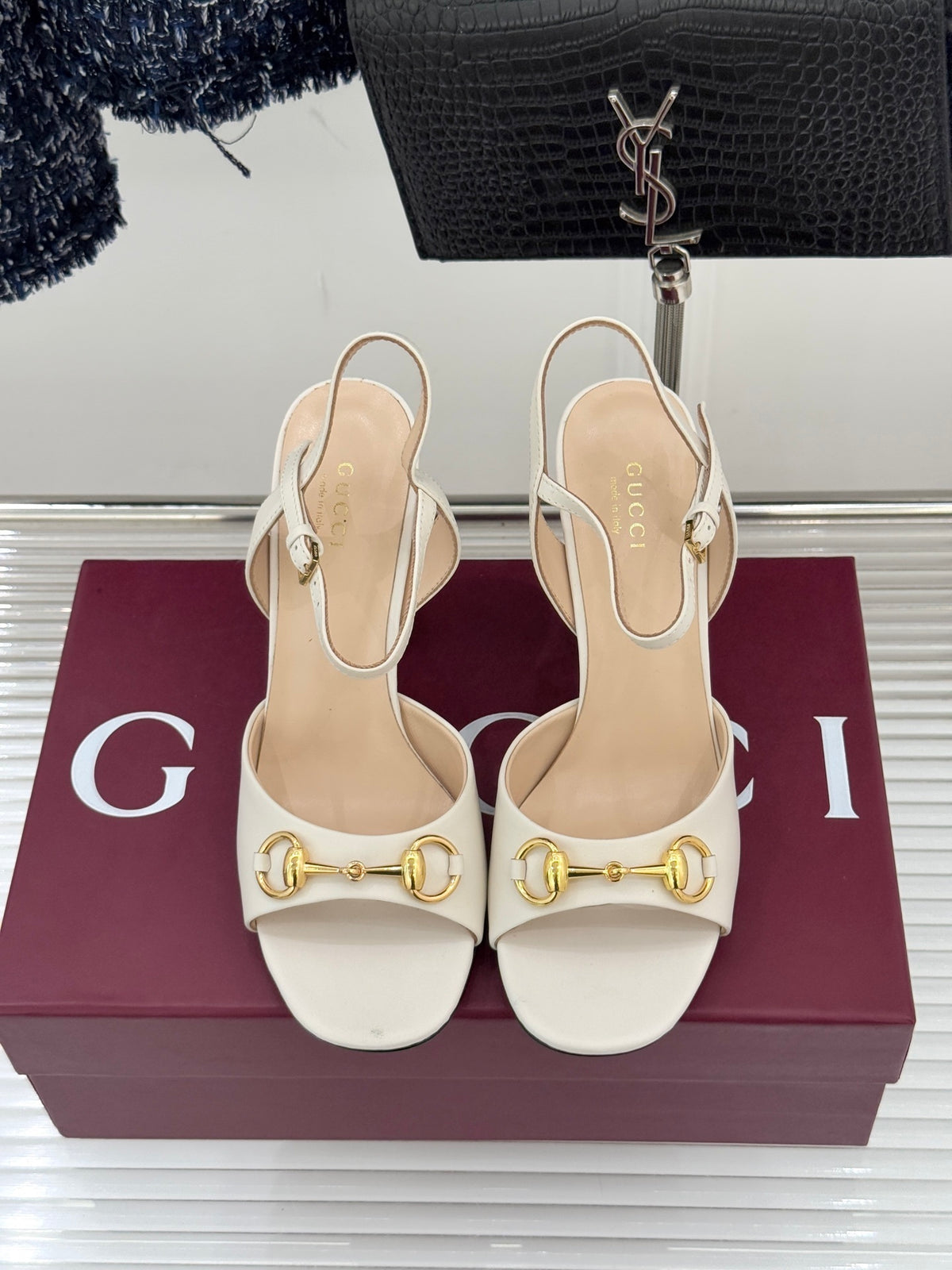 Guci Horsebit Platform Sandal - White