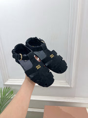 Mui Mui Ruches Fisherman sandals black