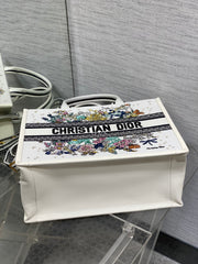 Diour Book Tote "Lucky Dior" - White Pixel Motif
