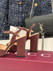 Guci Horsebit Platform Sandal - Burgundy