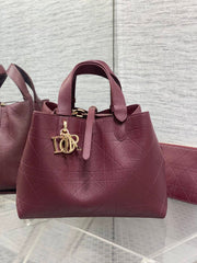 Diour Toujours Bag - Burgundy Flat Macrocannage Calfskin