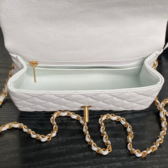 Chanl Coco Handle Bag - White & Gold Hardware