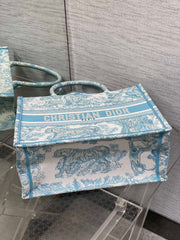 Diour Book Tote - Light Blue Toile de Jouy (Medium)