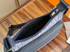 Diour Safari Messenger Bag - Navy Blue Oblique Jacquard