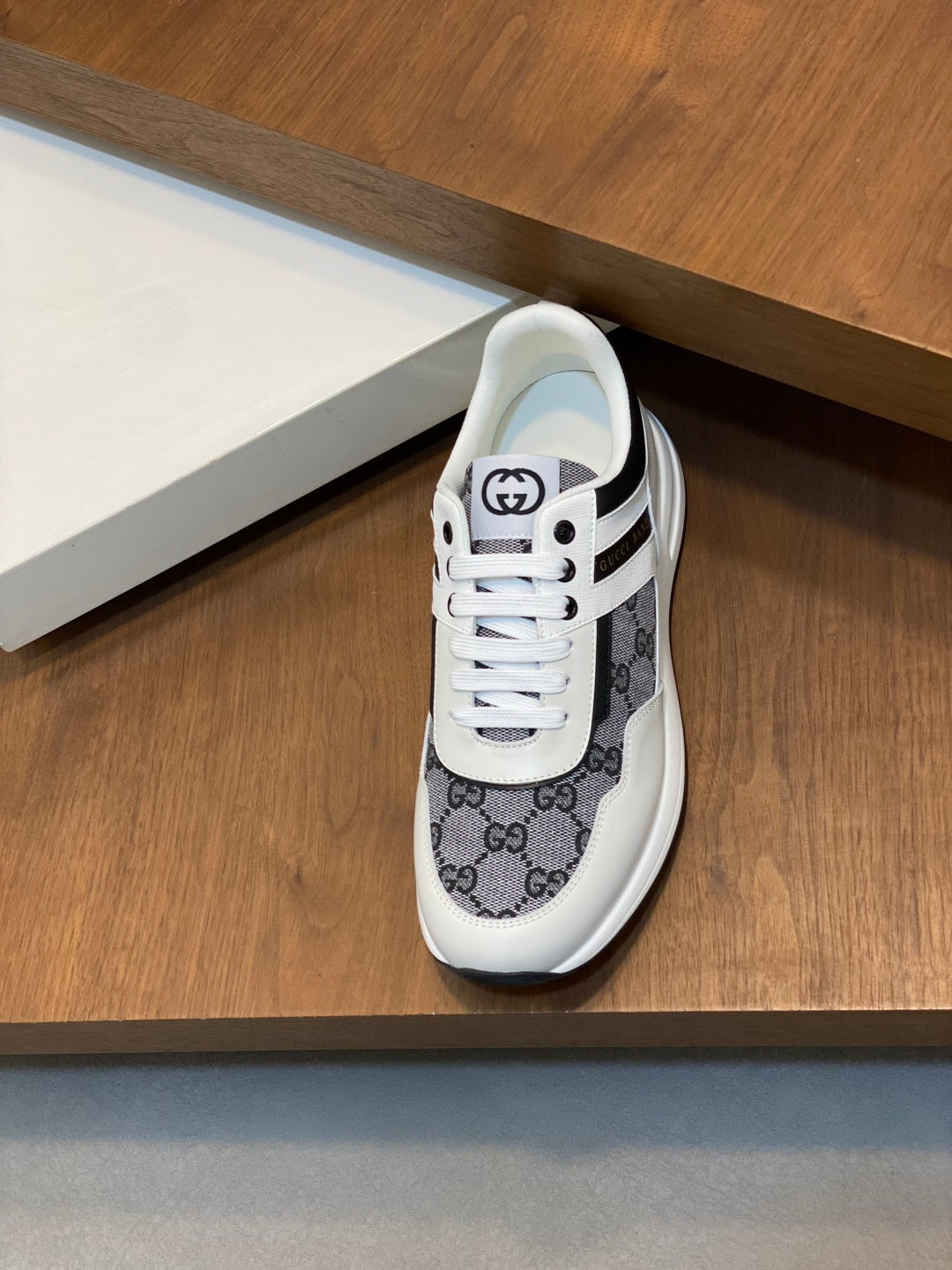 Guci Chunky Sneaker with GG Supreme - Black & White