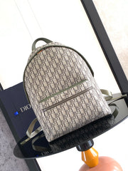 Diour Saddle Backpack with Flap - Olive Green Oblique Jacquard