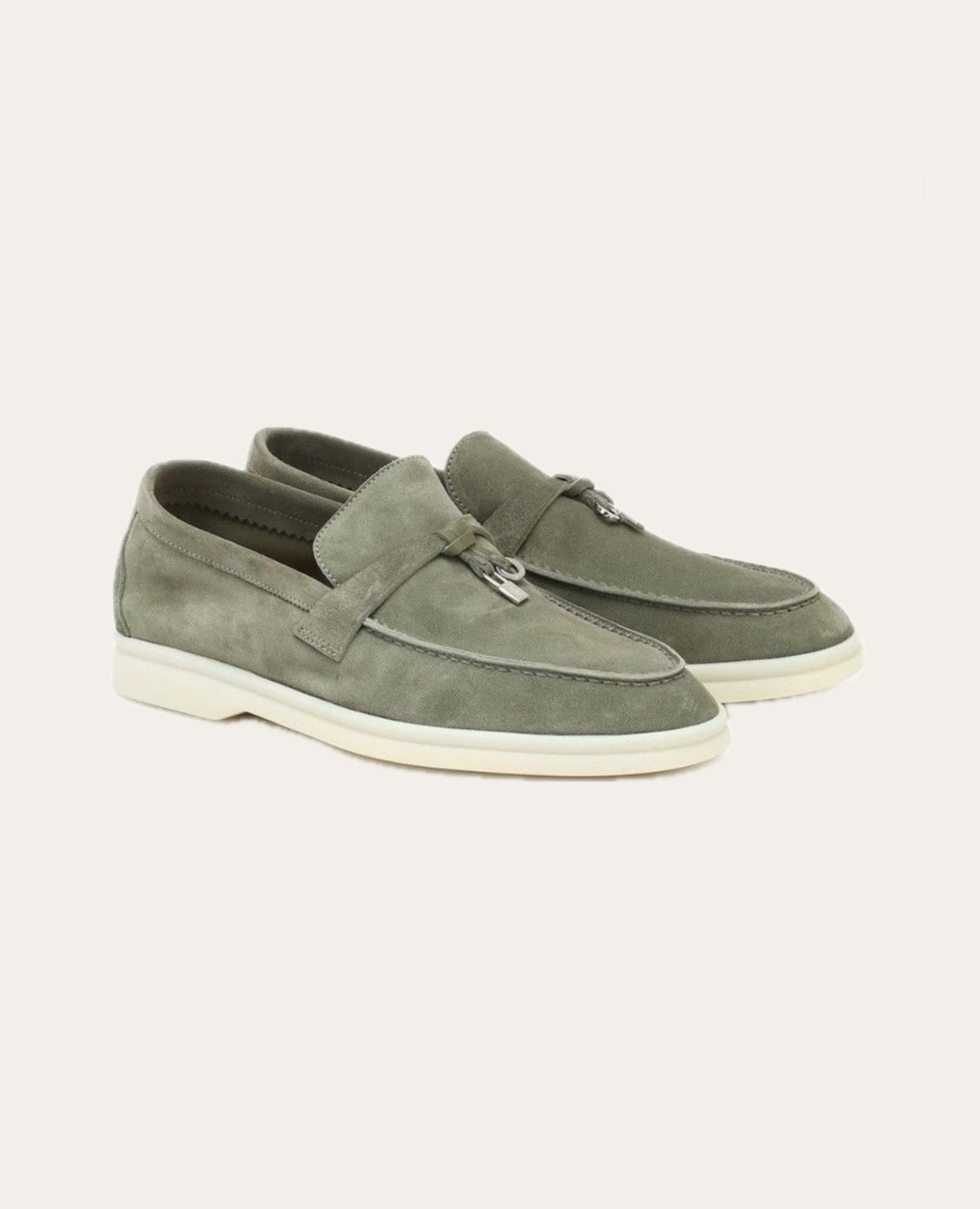 Loro Piana Summer Walk Army Green Loafers