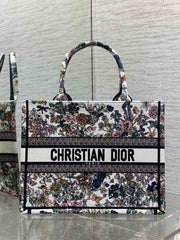 Diour Book Tote "Lucky Dior" - White Pixel Motif