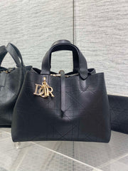 Diour Toujours Bag - Black Flat Macrocannage Calfskin