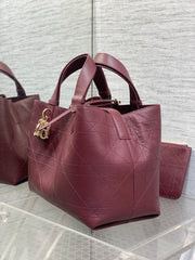 Diour Toujours Bag - Burgundy Flat Macrocannage Calfskin