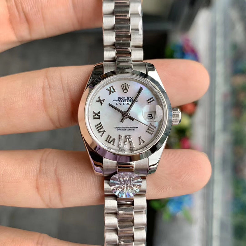 Rolx Lady-Datejust 28 – White Dial & Fluted Bezel