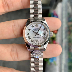 Rolx Lady-Datejust 28 – White Dial & Fluted Bezel