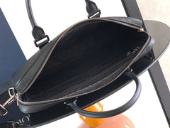 Diour CD Icon Zipped Briefcase - Black Matte Grained Calfskin