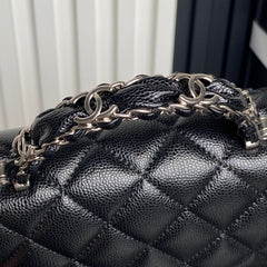 Chanl Coco Handle Bag - Black & Silver Hardware
