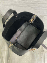Diour Toujours Bag - Black Flat Macrocannage Calfskin