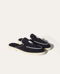 Loro Piana Babouche Charms Walk Loafers Navy Blue