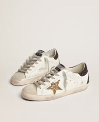 Golden Goose Women's Super-Star with gold star and black glitter heel tab