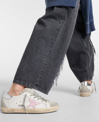 Golden Goose Super-Star with Pink star and Sliver heel tab