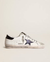 Golden Goose Super-Star with blue metallic leather star and black heel tab