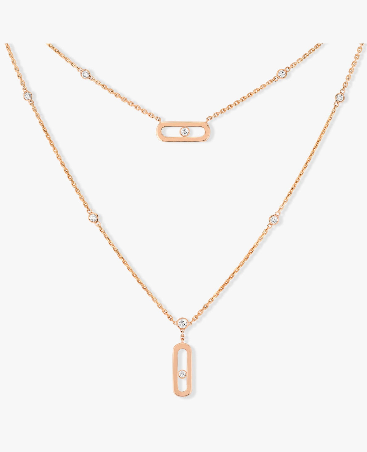 Messika Move Uno 2 Rows Rose Gold Necklace