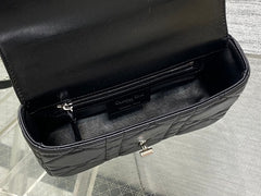 Small Soft Diour Caro Bag - Black Macrocannage Lambskin & Gold