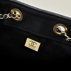 Chanl 26C Mini Drawstring Bag - Black Quilted Lambskin