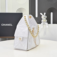 Chanl 26C Mini Drawstring Bag - Optical White Quilted Lambskin