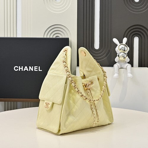 Chanl 26C Mini Drawstring Bag - Yellow Quilted Lambskin