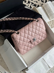 Chanl Classic Double Flap Bag - Pink & Silver Hardware