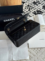 Chanl Classic Double Flap Bag - Black & Gold Hardware
