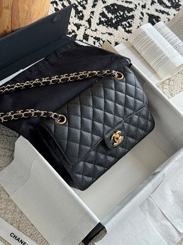 Chanl Classic Double Flap Bag - Black & Gold Hardware